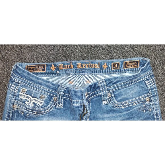 Rock Revival Jeans Womens 31 Heaven Easy Boot Embellished Flap Pocket Bling - Picture 4 of 4